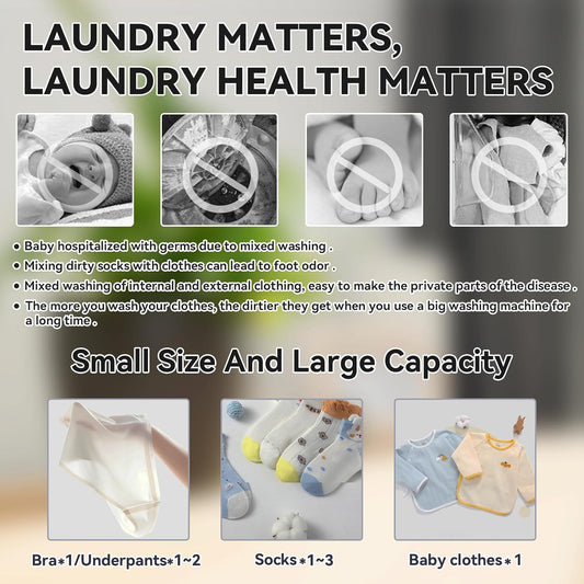 Portable Mini Washing Machine | Compact Deep Cleans Underwear, Baby Clothes, Small Laundry | Lightweight for Apartment, Dorm, Hotel, Travel & Camping | Quiet Energy-Efficient