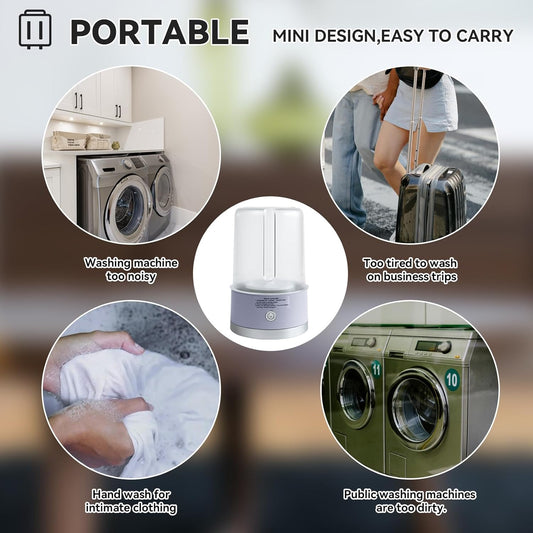 Portable Mini Washing Machine | Compact Deep Cleans Underwear, Baby Clothes, Small Laundry | Lightweight for Apartment, Dorm, Hotel, Travel & Camping | Quiet Energy-Efficient
